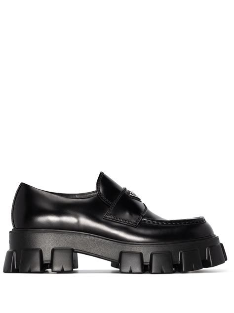 prada black patent slip on loafer|Prada Monolith Patent Leather Loafers .